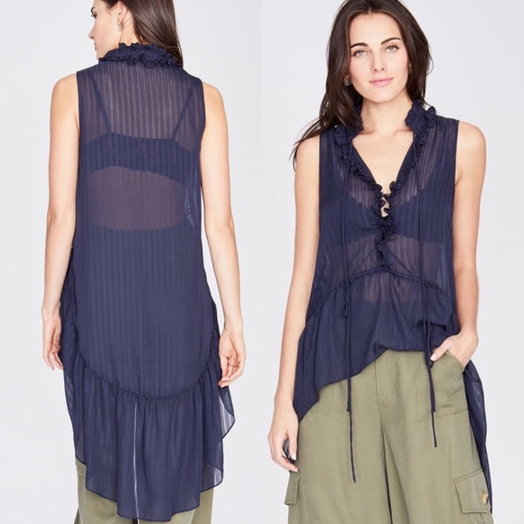RACHEL Rachel Roy Hi-Low Navy Tallulah Top - Picture 1 of 7